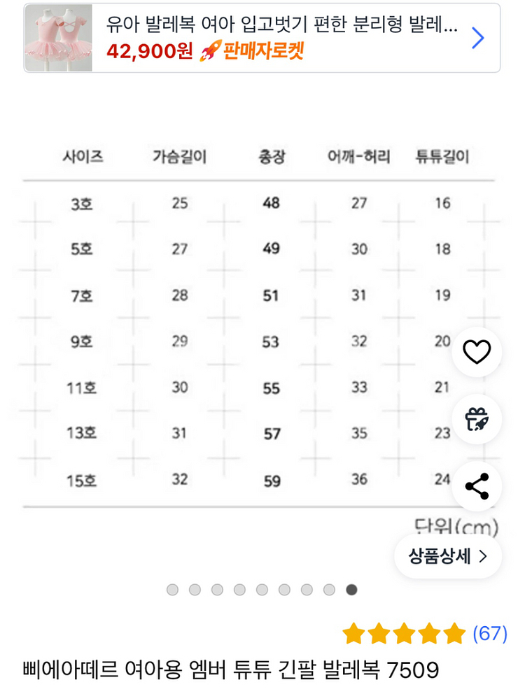 삐에르아떼르 엠버 튜튜 긴팔 유아 발레복 -핑크9호--2