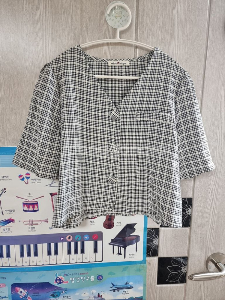 반팔 크롭 블라우스 가디건--0