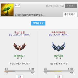 37렙 롤 계정 판매합니다