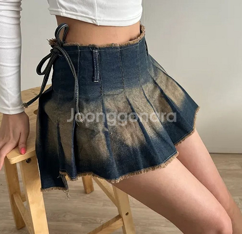 Y2k 데님 랩 청 스커트 미니--0
