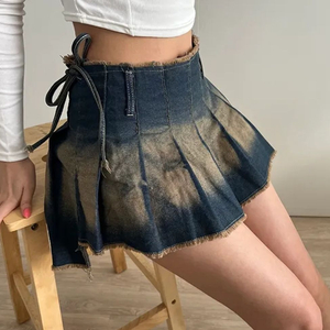 Y2k 데님 랩 청 스커트 미니
