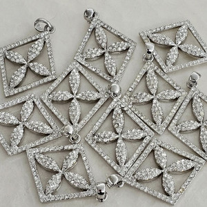 금속 펜던트 마름모 네잎클로버 10개 일괄