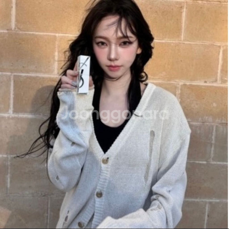 (1회 착용) 마뗑킴 레이어드 데미지 가디건--0