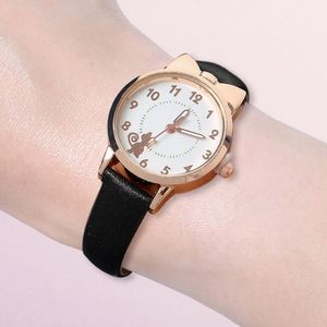 1+1 캣츠문 우정커플시계 블랙가죽 손목시계
