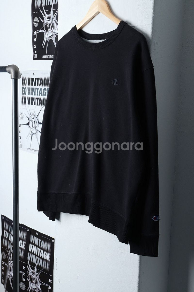 (2XL) 챔피온 맨투맨 티셔츠 빅사이즈 블랙 기모--0