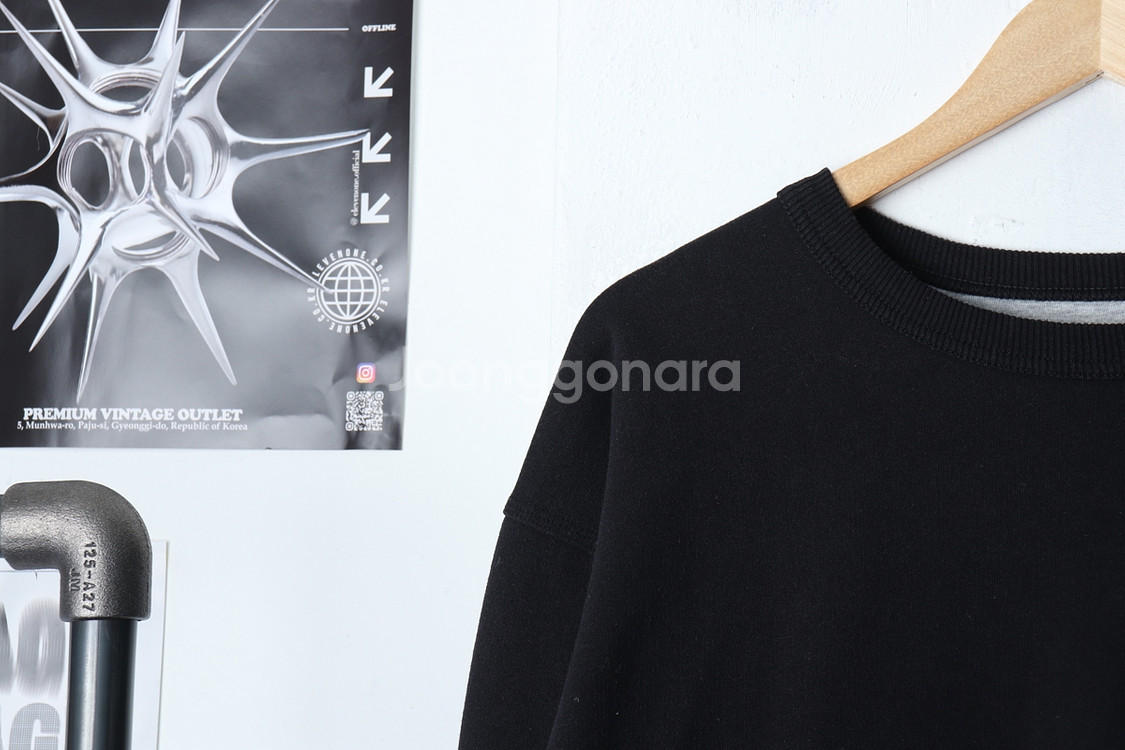 (2XL) 챔피온 맨투맨 티셔츠 빅사이즈 블랙 기모--2