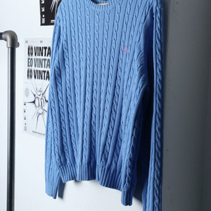 W(L-XL) 폴로 랄프로렌 니트 작은오염 연블루