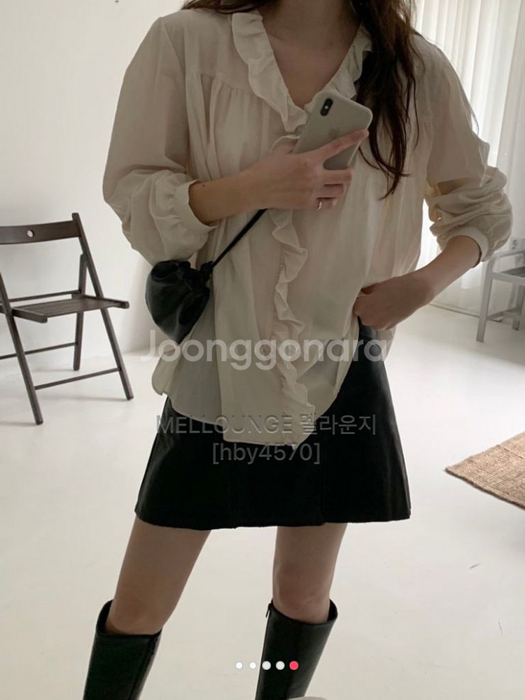 (S) 멜라운지 블랙 가죽 레더 치마 스커트 새제품--1