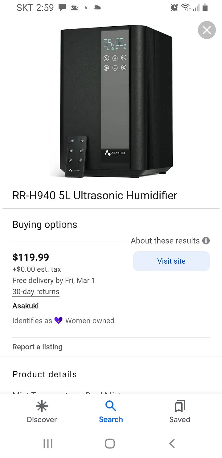 Asakuki RR-H940 5L 초음파 가습기 가습기--4