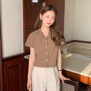 <새상품>가내스라 크롭 반팔셔츠