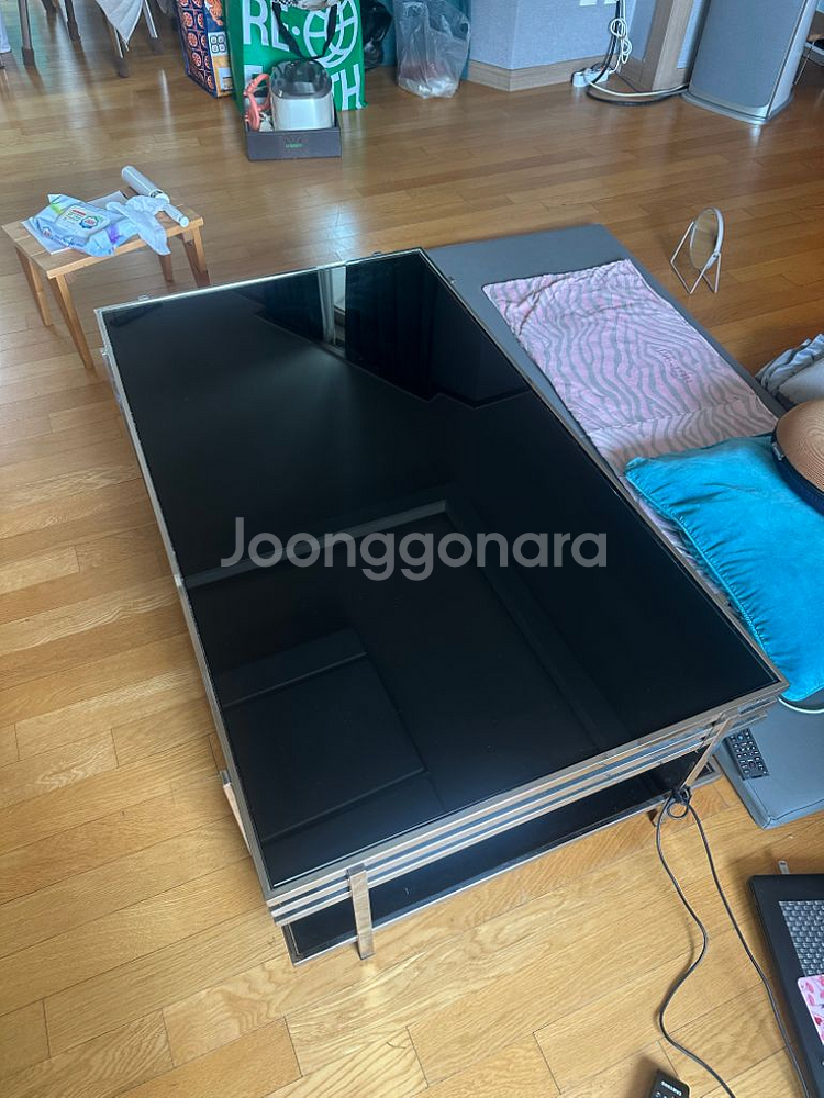 거실테이블 스텐 유리 좌식테이블--1