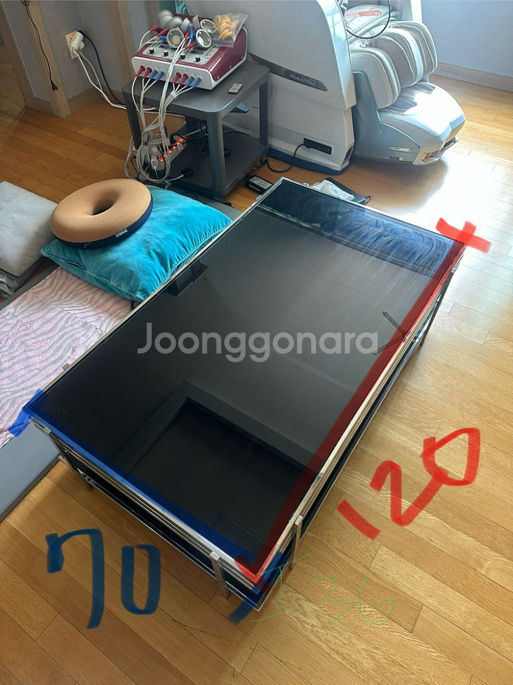 거실테이블 스텐 유리 좌식테이블--2