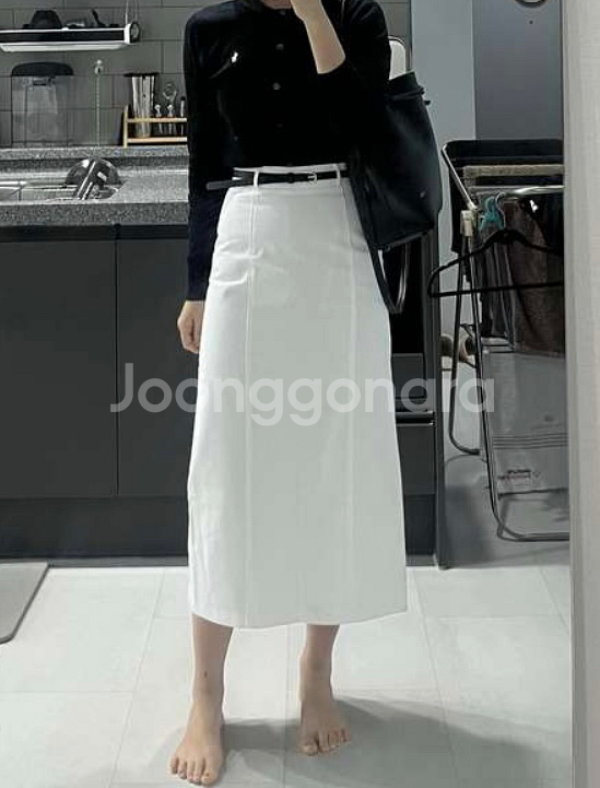 모아빈 marid belt skirt 화이트,블랙 S--1