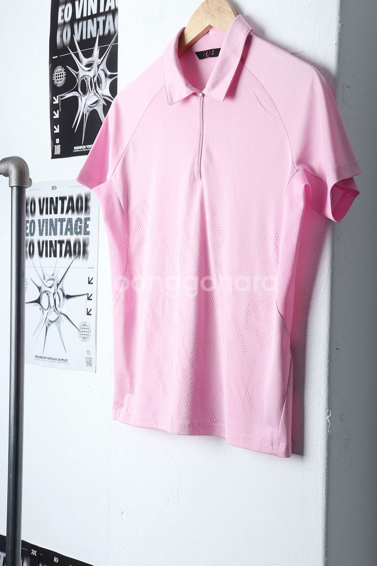 W(XL) 닥스 반팔 카라 티셔츠 반집업 핑크 골프--0