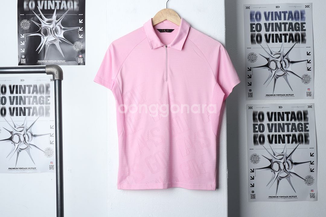 W(XL) 닥스 반팔 카라 티셔츠 반집업 핑크 골프--1