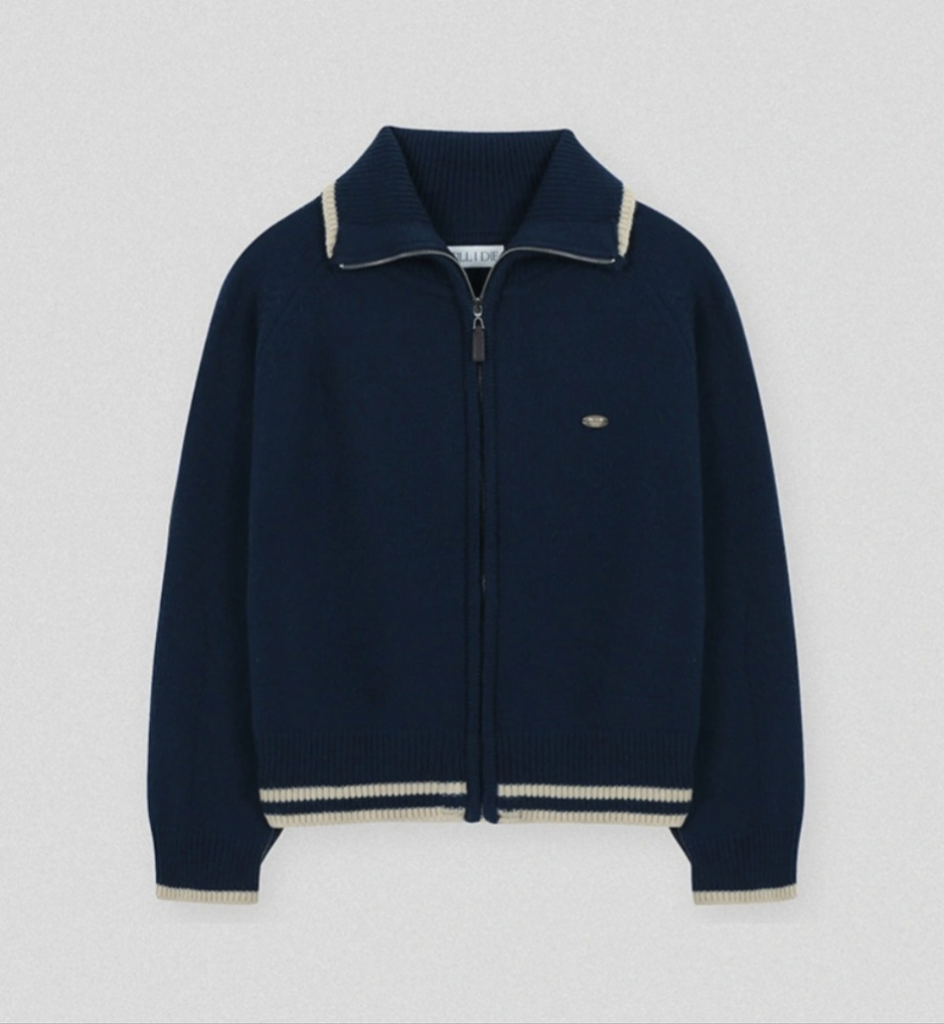 틸아이다이 Wide collar wool zip-up