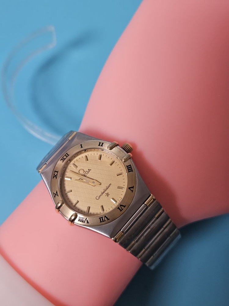 오메가 컨스틸레이션 18K 하프바 여성 콤비메탈 시계--6