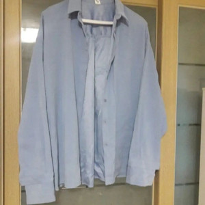 벨벳 스타일 박시 셔츠 스카이 블루 하늘색