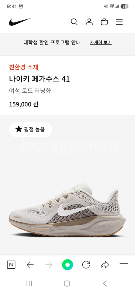 나이키 페가수스 41 220사이즈--0
