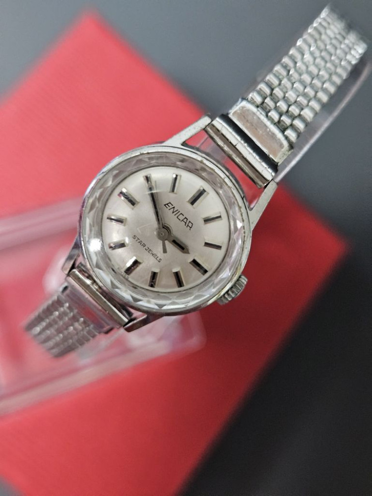 빈티지 에니카 여성용 수동태엽식 메탈 시계/SWISS--6