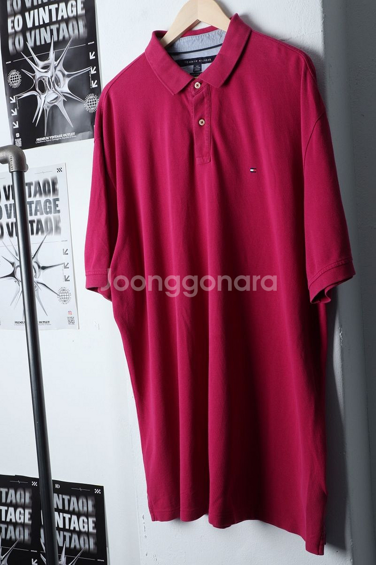 (2XL) 타미힐피거 반팔 카라 티셔츠 빅사이즈 로고--0