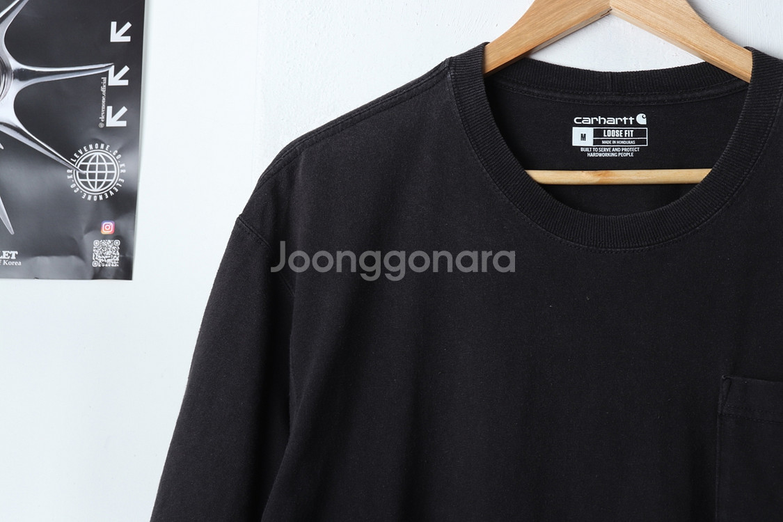 (M-L) 칼하트 반팔 티셔츠 블랙 로고 올드스쿨--2