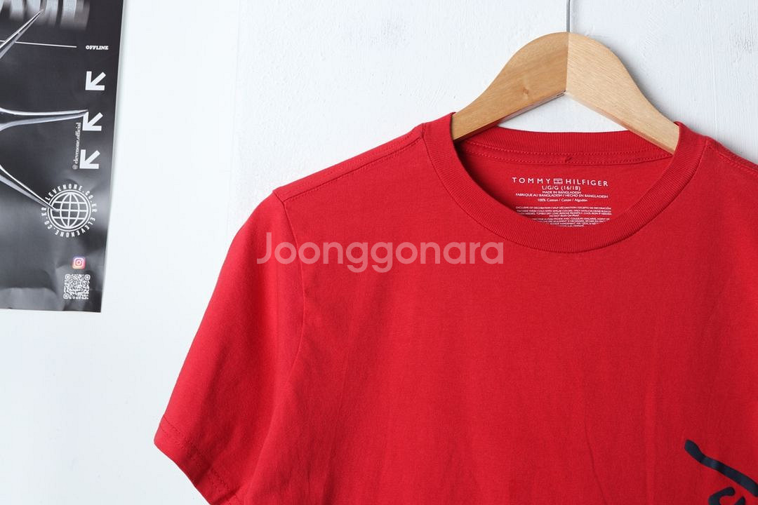 (L) 타미힐피거 반팔 티셔츠 레드 빅로고--2
