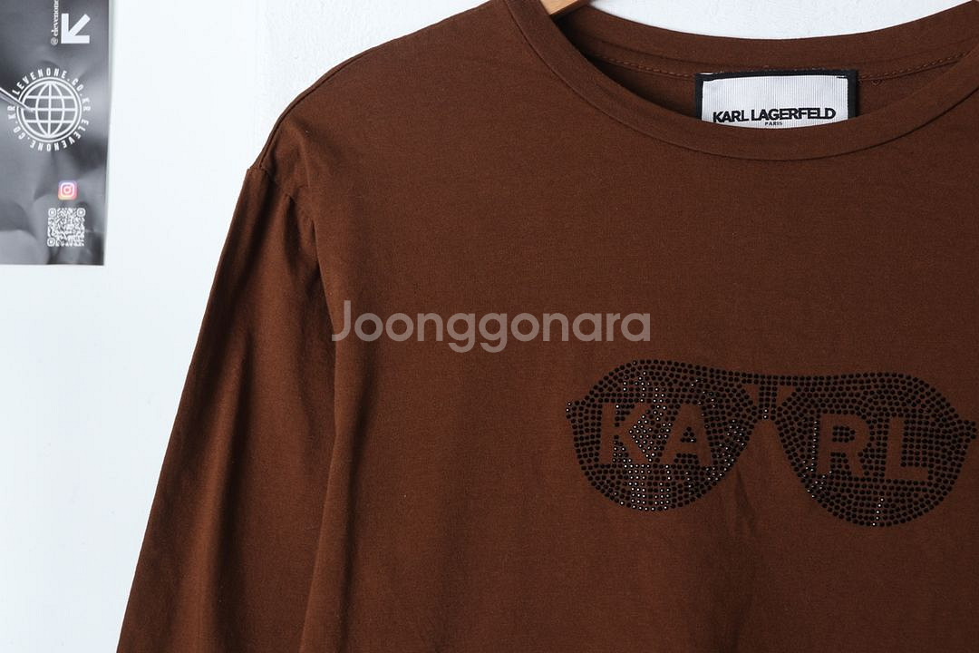 W(L) 칼라거펠트 반팔 티셔츠 브라운 빅로고 한정판--2