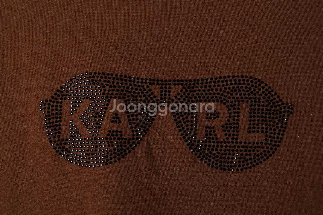 W(L) 칼라거펠트 반팔 티셔츠 브라운 빅로고 한정판--4
