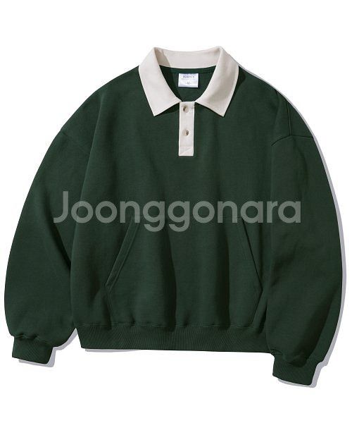 퍼스텝 노마드 투톤 카라 맨투맨 그린(초록) L사이즈--0