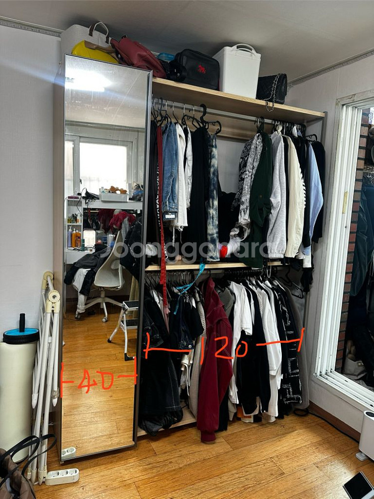 드레스룸 시스템행구 2단 옷장 전신거울 서랍장 수납 옷--1