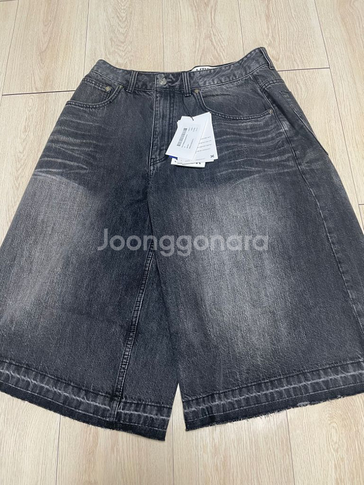 새터 가봉 데님 버뮤다 팬츠 뉴트로 블랙 M--1