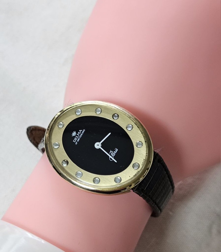 빈티지 Delma여성용 수동태엽식 가죽시계/SWISS--2