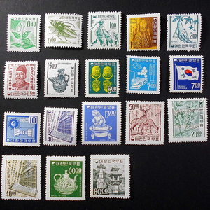 1966년 2차 국산백지 보통우표 18종 풀세트