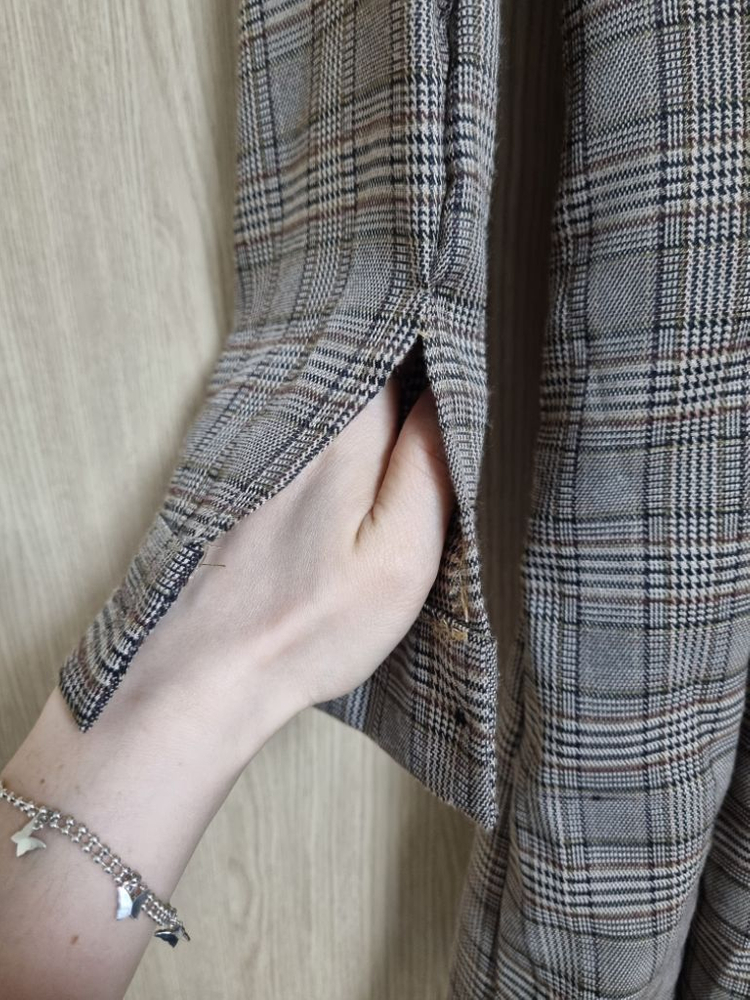 여성 브라운체크 롱자켓 새상품--3