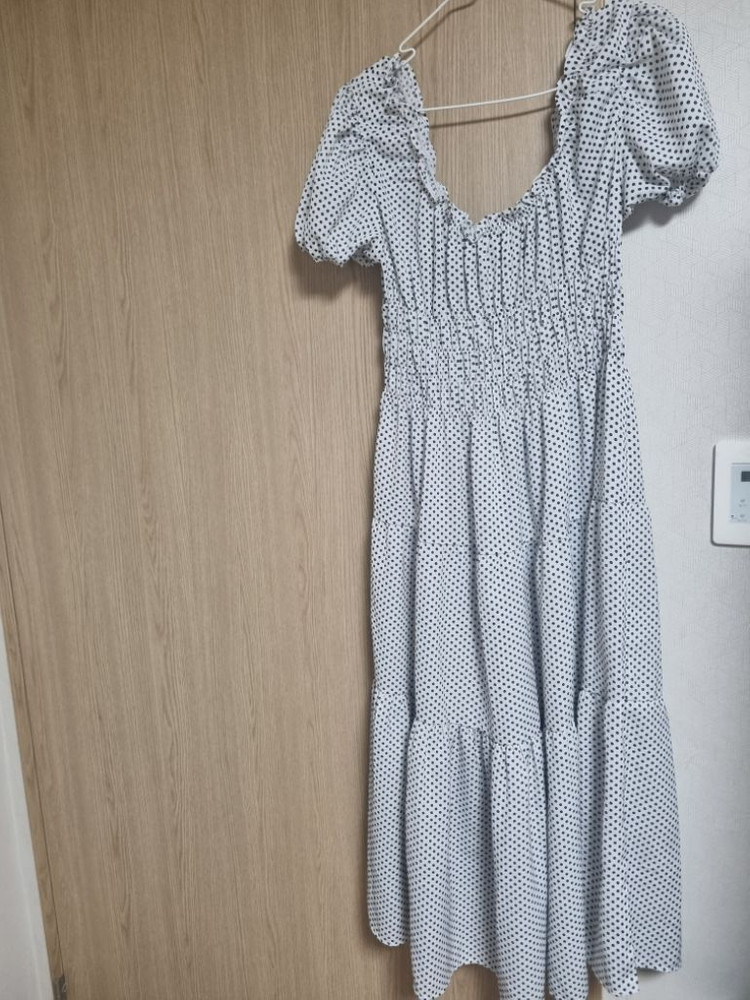 도트 셔링 원피스--1