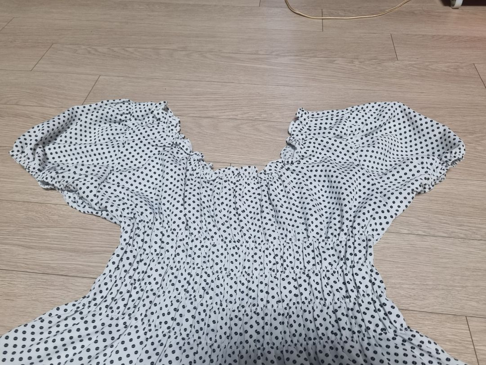 도트 셔링 원피스--2