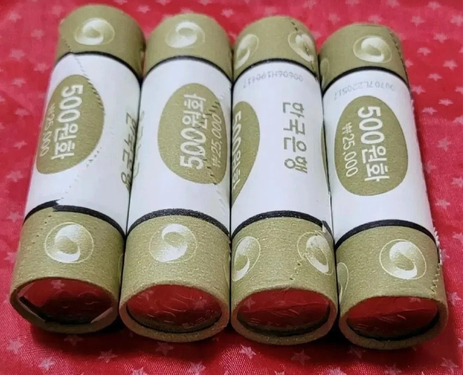 한국은행 단종 롤 동전 500원 2롤 주화 동전 100 이미지