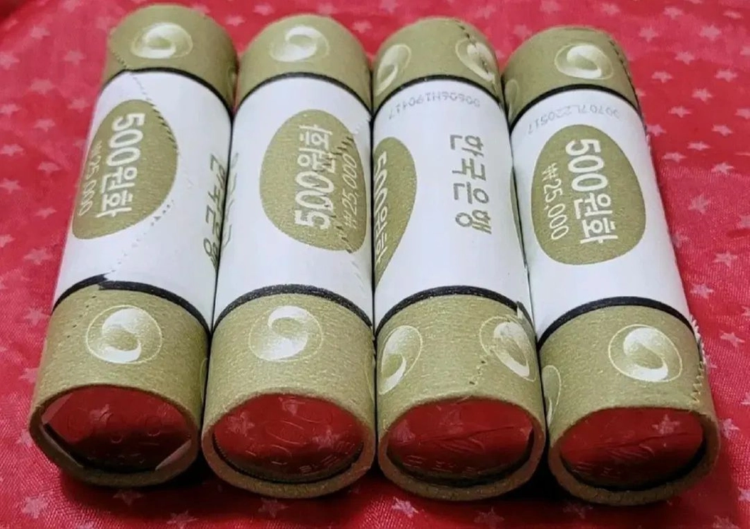 한국은행 단종 롤 동전 500원 2롤 주화 동전 100 이미지