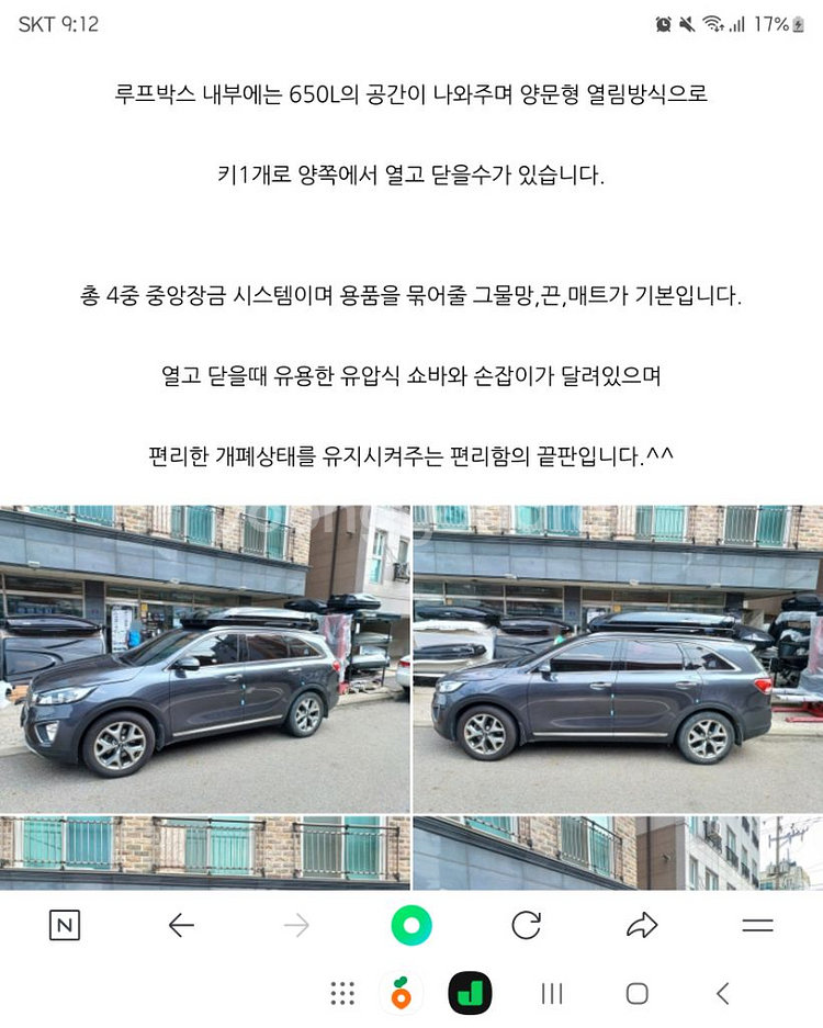 올뉴쏘렌토 고토일체형 루프박스--2