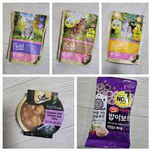 샘스필드 캣 사료(와일드+피쉬+치킨)+쉬바 필렛+하림