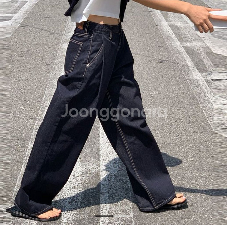 새상품) 코어드 핀턱 생지데님--0