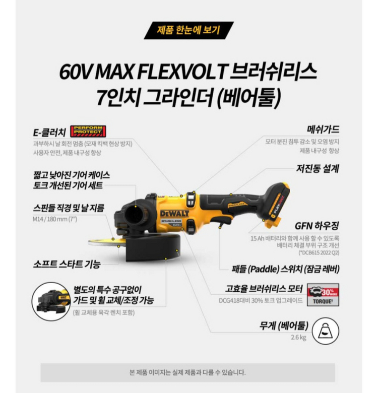 디월트충전그라인더DCG440 7인치그라인더 플렉스볼트미사용신품,,,완전새거 이미지