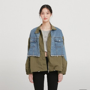 랩 LAP 아노락 배색 청자켓