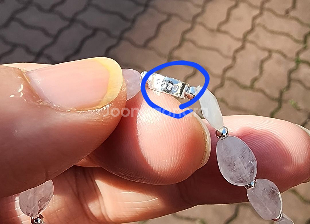 핸드메이드 A+블루문스톤 십자가은참 팔찌--5