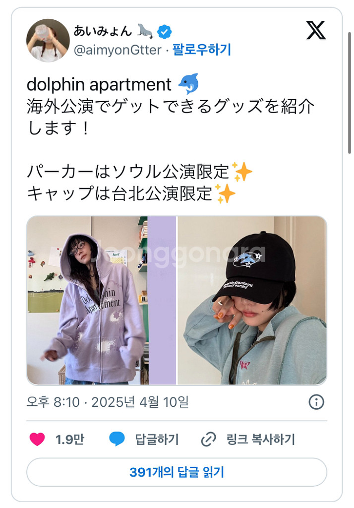 아이묭 내한 굿즈 후드집업, 보스턴백 구매합니다--0
