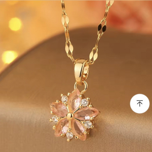 새상품 벗꽃큐빅 18K 골드 도금 목걸이