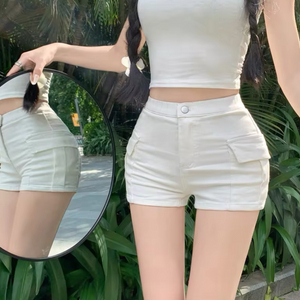 골반뽕 화이트 핫팬츠 반바지