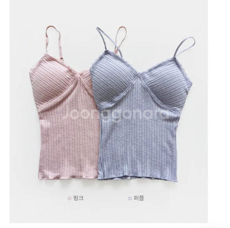 파스텔 레이스 캡내장 끈나시 핑크--1