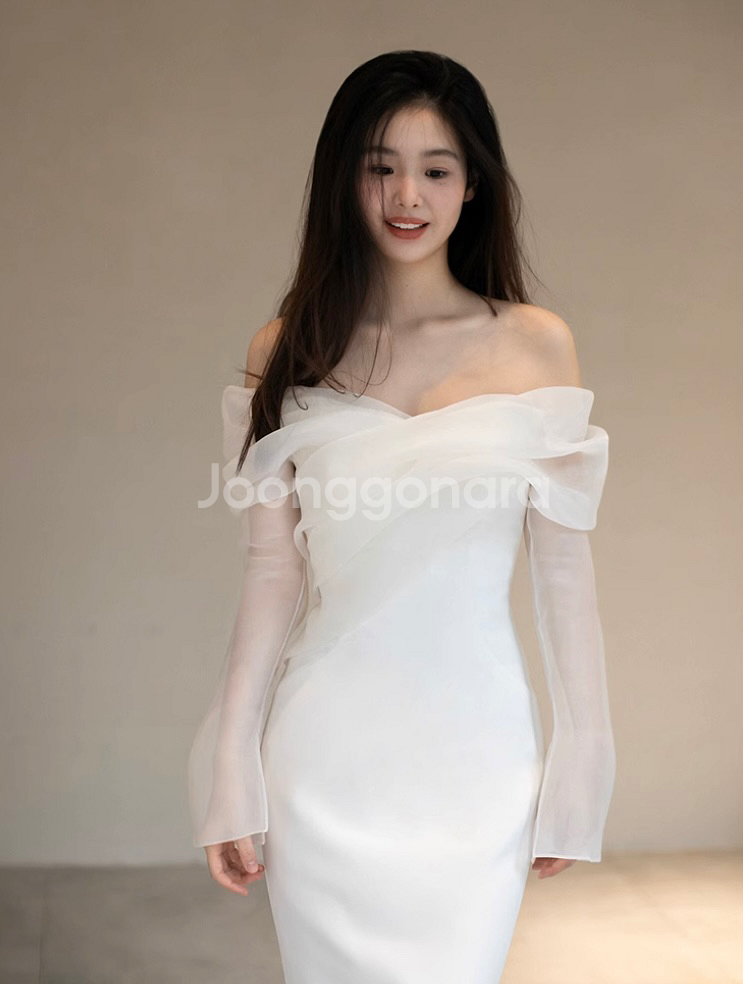 오간자실크 머메이드 웨딩드레스 새상품 2XL 66 77--3